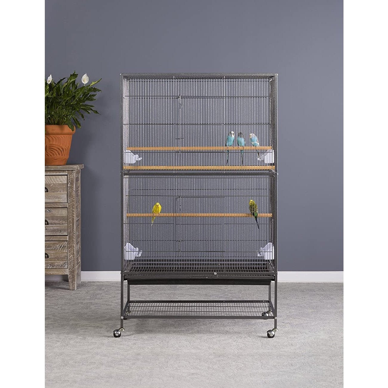 Egardenkart 132cm Wrought Iron Standing Large Flight King Bird Cage for Small Birds