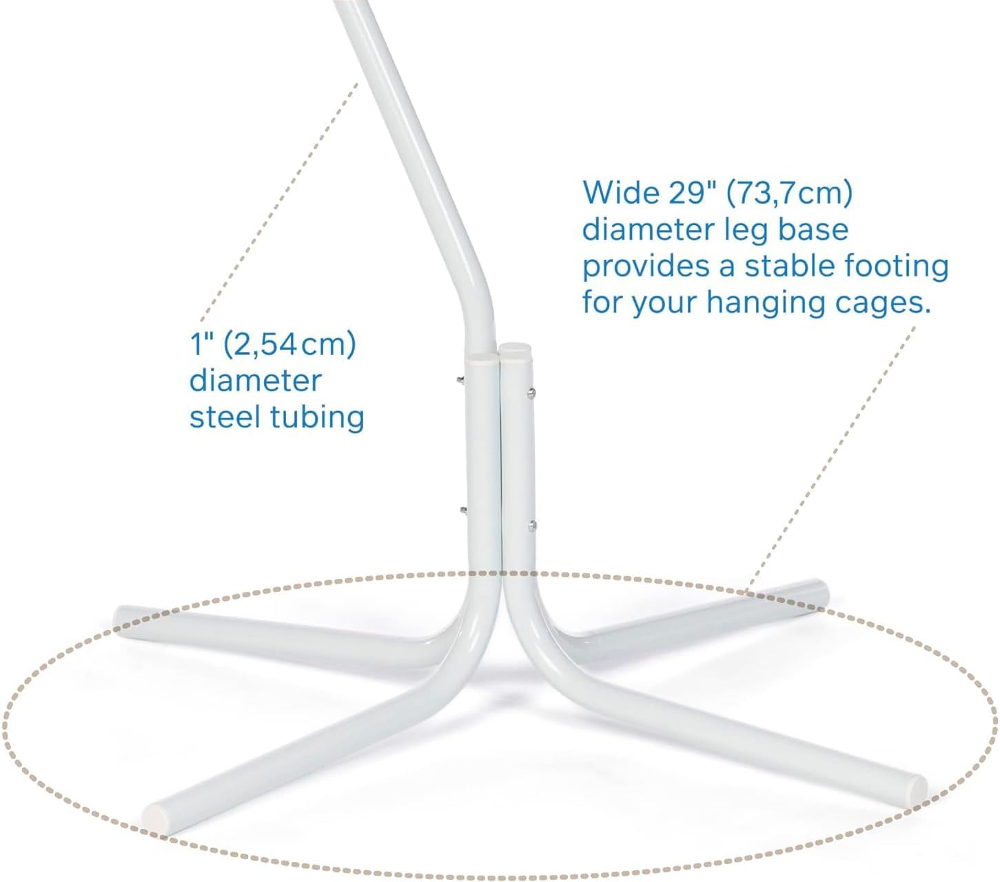 Egardenkart Heavy-Duty Tubular Steel Hanging Bird Cage Stand - Sturdy 4-Leg Support Base, Easy Assembly, 61x61x158cm