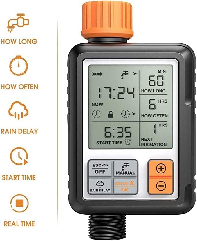 Egardenkart, Water Timer for Garden - Multifunctional, Garden Irrigation Timer for Automatic Irrigation System | Automatic Watering Timer with Intelligent Technology | Garden Water Timer (Orange)
