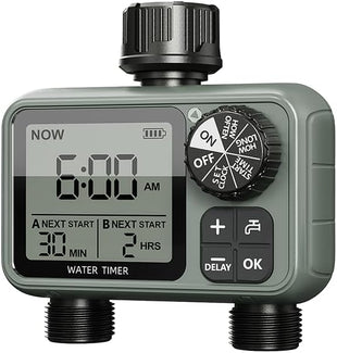 Egardenkart Water Timer for Garden Hose - Multifunctional Sprinkler Timer for Automatic Irrigation System | Hose Timer | Waterproof Irrigation Timer, Dual Outlet