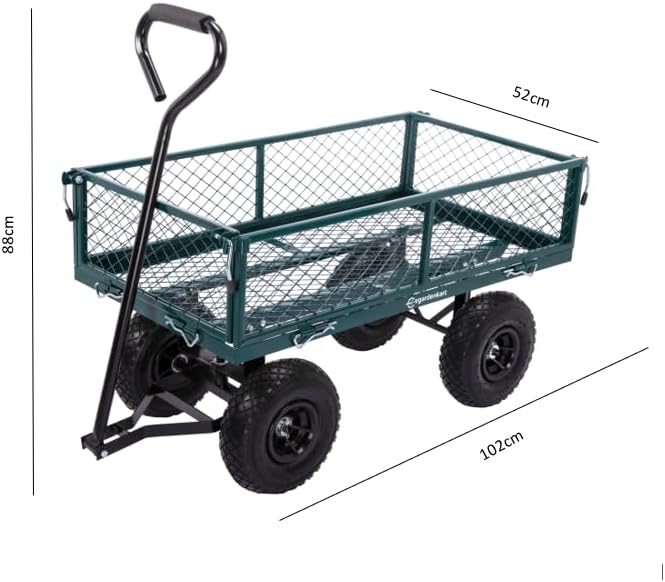 Egardenkart Heavy Duty Garden Wagon Cart 180kgs Capacity with Removable Sides.