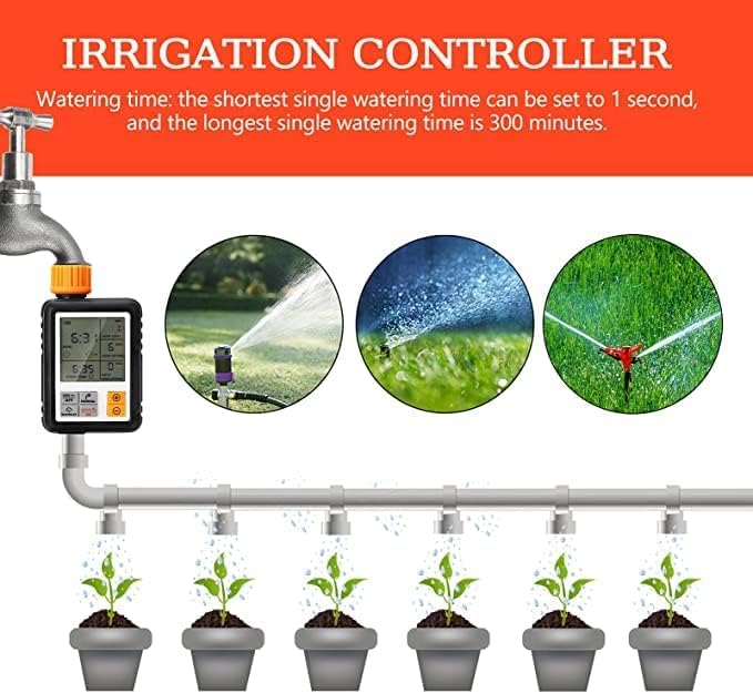Egardenkart, Water Timer for Garden - Multifunctional, Garden Irrigation Timer for Automatic Irrigation System | Automatic Watering Timer with Intelligent Technology | Garden Water Timer (Orange)