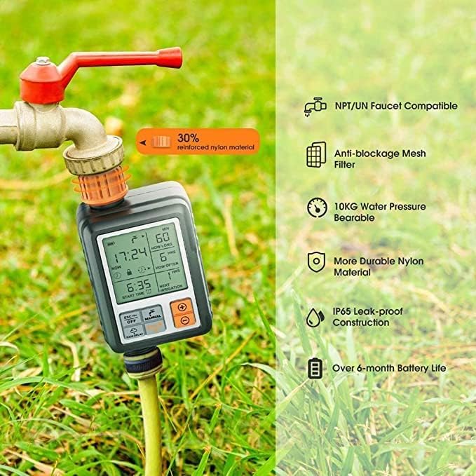 Egardenkart, Water Timer for Garden - Multifunctional, Garden Irrigation Timer for Automatic Irrigation System | Automatic Watering Timer with Intelligent Technology | Garden Water Timer (Orange)