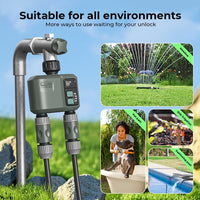 Egardenkart Water Timer Wifi - Multifunctional Sprinkler Timer for Automatic Irrigation System | Hose Timer with Sprinkler Controller | Waterproof Irrigation Timer, Wifi Dual Outlet