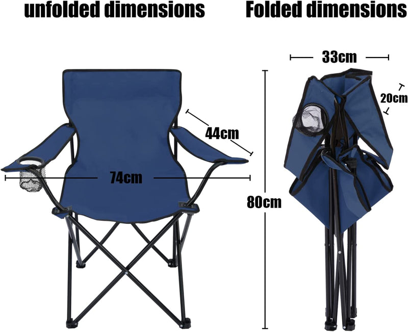 Egardenkart Camping Chair, Folding Camping Chairs for Adults with Armrests and Cup Holder and Carrying Bag, Lightweight Portable for Beach, Perfect for Caravan trips, BBQs, Garden, Picnic