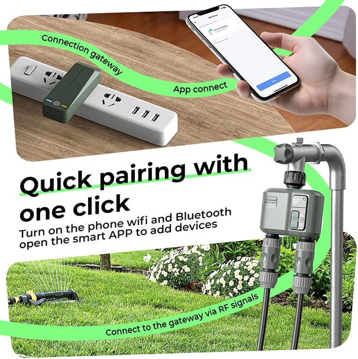Egardenkart Water Timer Wifi - Multifunctional Sprinkler Timer for Automatic Irrigation System | Hose Timer with Sprinkler Controller | Waterproof Irrigation Timer, Wifi Dual Outlet
