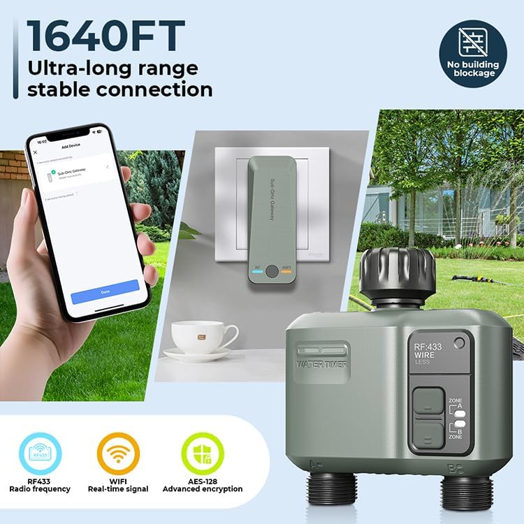 Egardenkart Water Timer Wifi - Multifunctional Sprinkler Timer for Automatic Irrigation System | Hose Timer with Sprinkler Controller | Waterproof Irrigation Timer, Wifi Dual Outlet