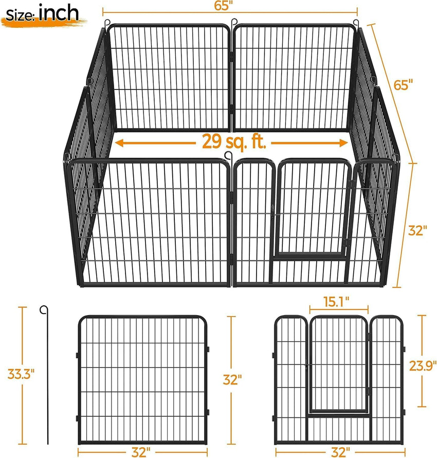 Egardenkart Heavy Duty Extra Wide Dog Playpen,8 Panels Outdoor Pet Fence for Medium/Small Animals Foldable Puppy