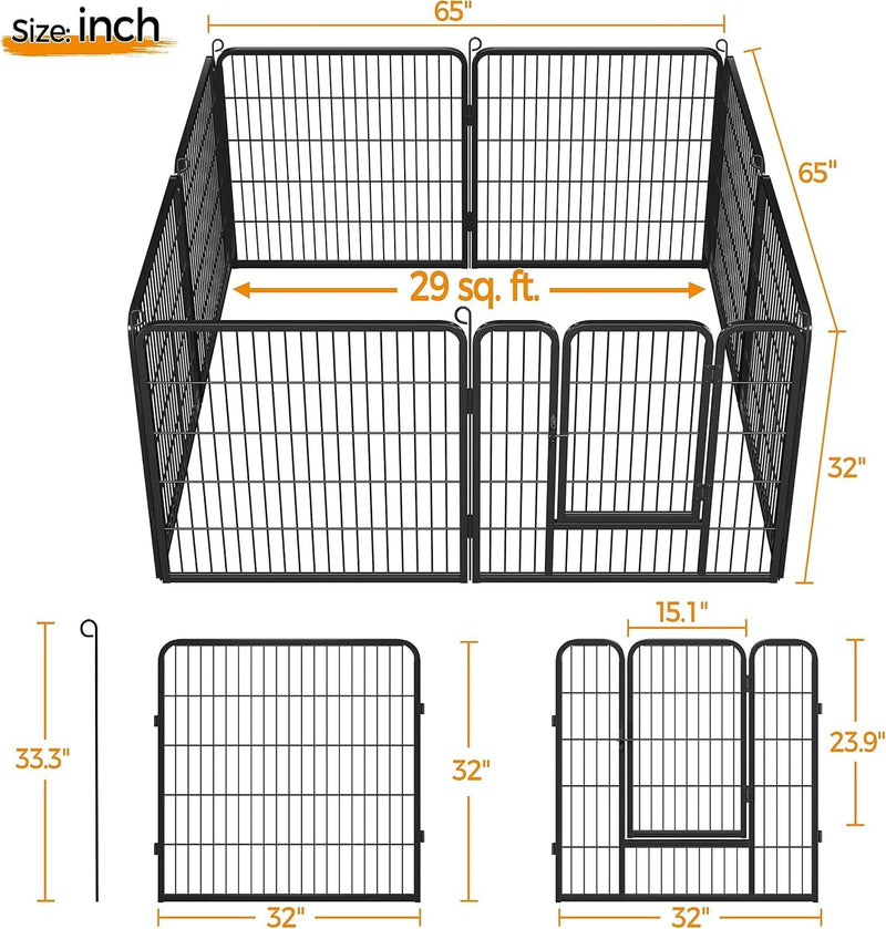 Egardenkart Heavy Duty Extra Wide Dog Playpen,8 Panels Outdoor Pet Fence for Medium/Small Animals Foldable Puppy