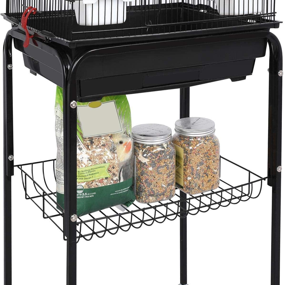 Roof Top Large Bird cage with Rolling Stand for Cockatiel Sun Conure Parakeet