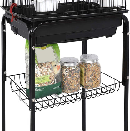 Roof Top Large Bird cage with Rolling Stand for Cockatiel Sun Conure Parakeet