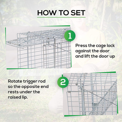 Cat Trap Live Animal Trap Easy Set One-Door Cage Trap for Raccoons, Stray Cats, Groundhogs, Opossums, and Armadillos Large