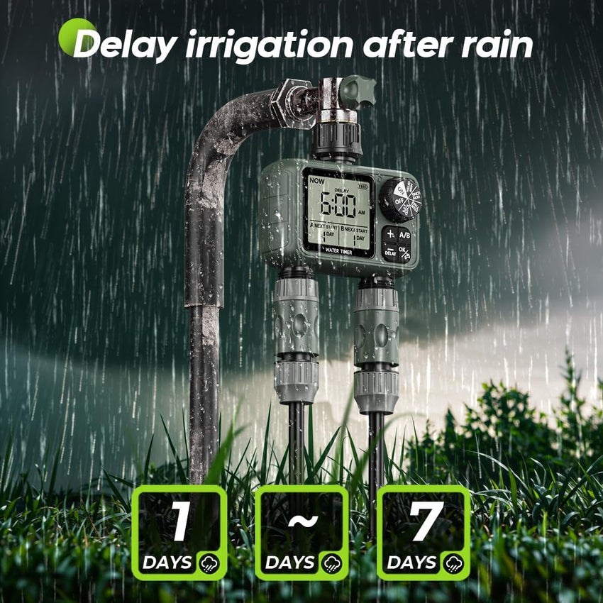 Egardenkart Water Timer for Garden Hose - Multifunctional Sprinkler Timer for Automatic Irrigation System | Hose Timer | Waterproof Irrigation Timer, Dual Outlet