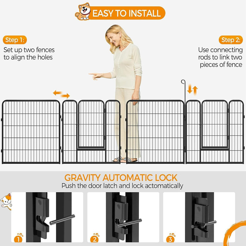 Egardenkart Heavy Duty Extra Wide Dog Playpen,8 Panels Outdoor Pet Fence for Medium/Small Animals Foldable Puppy