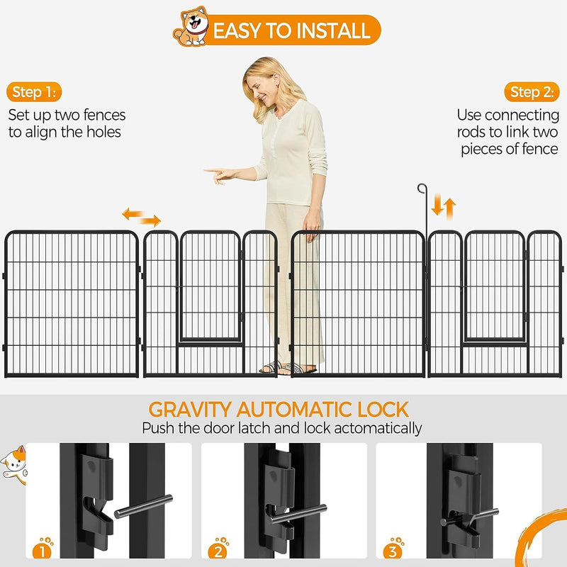 Egardenkart Heavy Duty Extra Wide Dog Playpen,8 Panels Outdoor Pet Fence for Medium/Small Animals Foldable Puppy