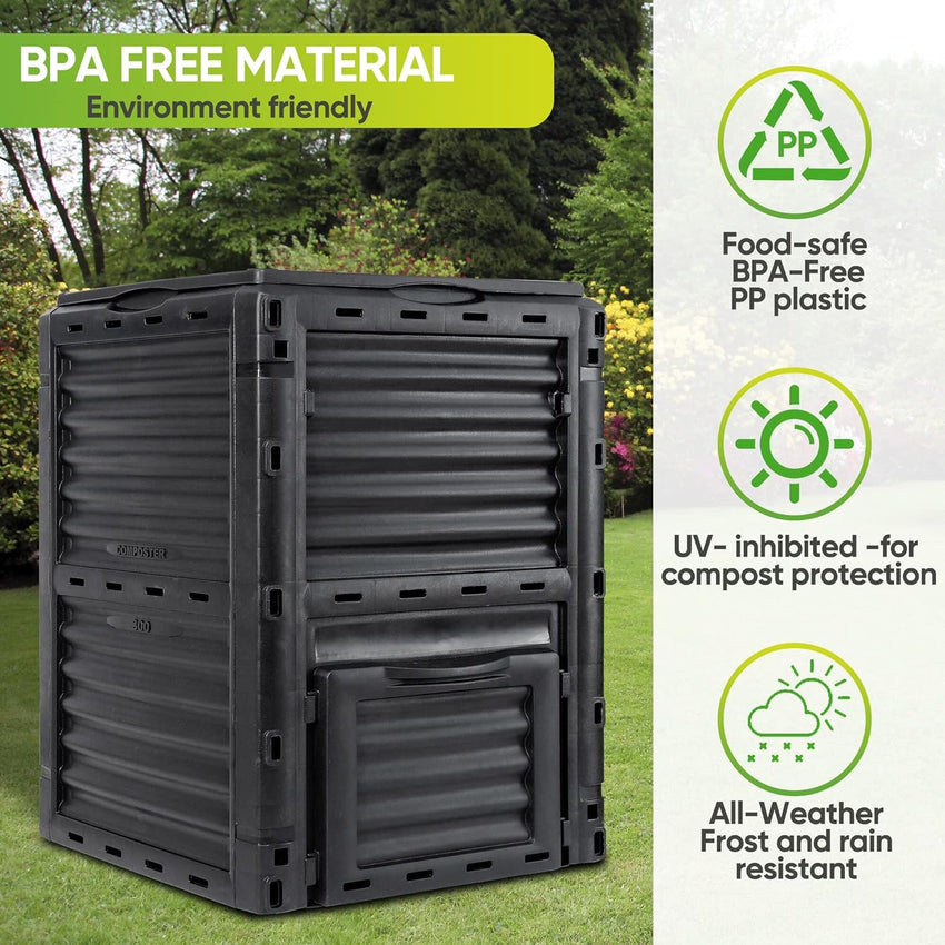 Garden Composter Bin Composting Waste Box Recycling Eco Storage 300L