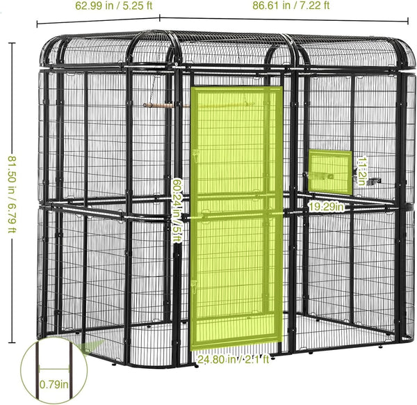 Egardenkart Aviary Large Walk-in Bird Cage - Heavy Duty Outdoor Aviary for Parrots, Macaws, Conures, Lovebirds, Finches, Parakeets, Cockatiels - Durable Pet House Birdcage