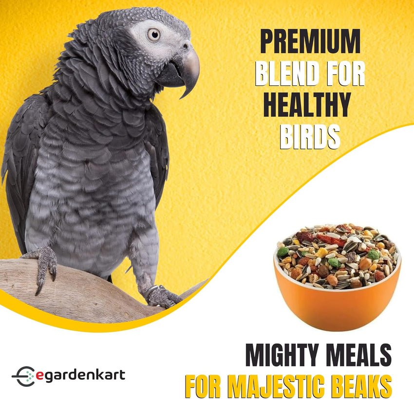 Egardenkart® Parrot Food Mix - Parrots Food with Fruit Blend | Bird Food for Parrot | Nutritionally Complete Bird Seed Mix | Bird Feed for Macaw, Cockatoo and All Parrots