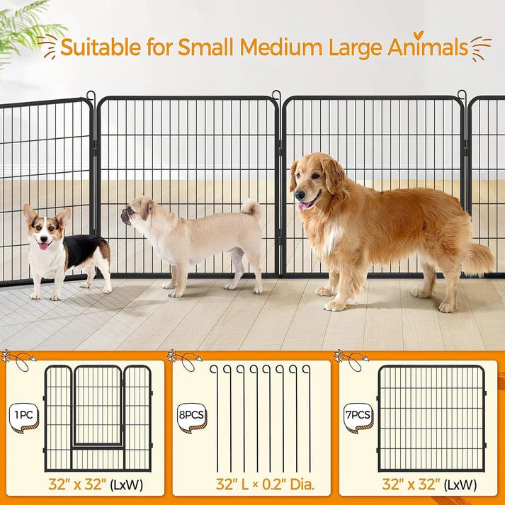 Egardenkart Heavy Duty Extra Wide Dog Playpen,8 Panels Outdoor Pet Fence for Medium/Small Animals Foldable Puppy