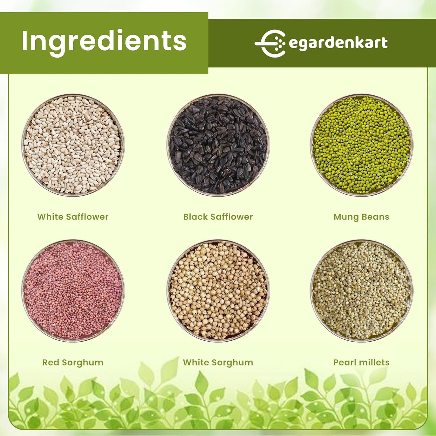 Egardenkart Wild Bird Food - Economic Bird Seed Mix for All types of Wild Birds | Bird Feed for Dove Pigeon Myna Lark Bulbul Sparrow Hoopoe | Bird Seeds Outdoor (20kgs, Small Seeds)