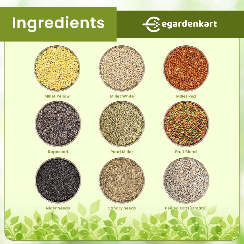 Egardenkart Small Bird Food for Budgies -  Bird Seed for Small Birds and Wild Birds | Bird Feed for Finches Canaries Cockatiel Hookbills doves quail and sparrows Seed mix
