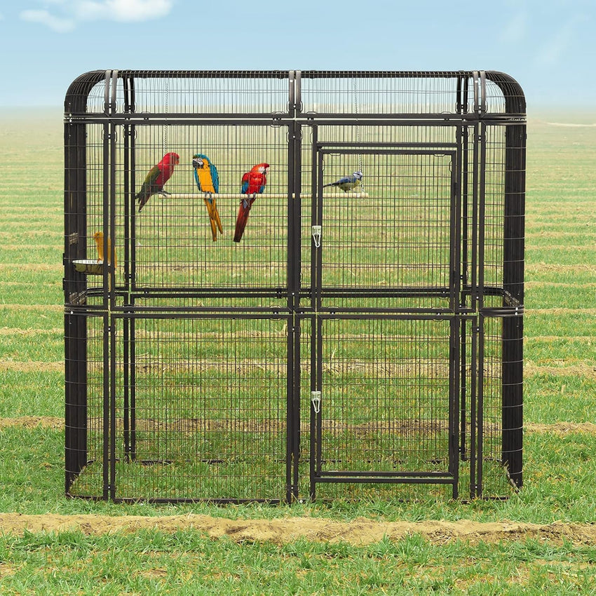 Egardenkart Aviary Large Walk-in Bird Cage - Heavy Duty Outdoor Aviary for Parrots, Macaws, Conures, Lovebirds, Finches, Parakeets, Cockatiels - Durable Pet House Birdcage