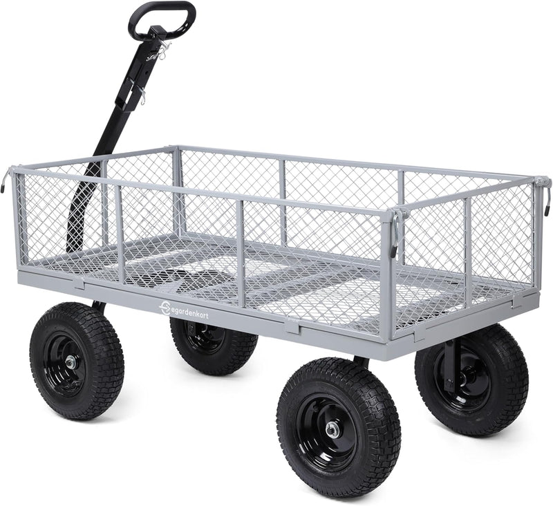 Egardenkart Heavy Duty Garden Cart, 500kg Capacity, Rugged Steel Frame & Removable Sides