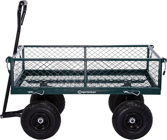 Egardenkart Heavy Duty Garden Wagon Cart 180kgs Capacity with Removable Sides.