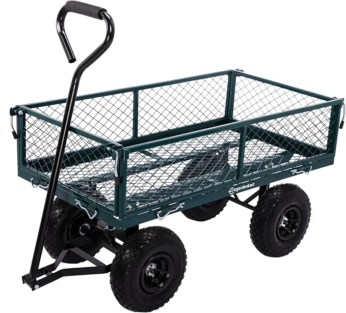 Egardenkart Heavy Duty Garden Wagon Cart 180kgs Capacity with Removable Sides.