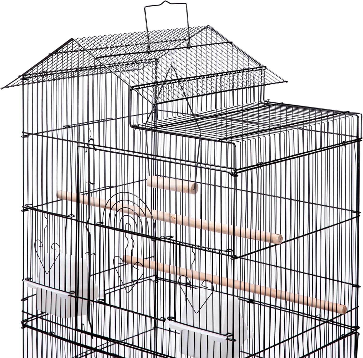 Roof Top Large Bird cage with Rolling Stand for Cockatiel Sun Conure Parakeet