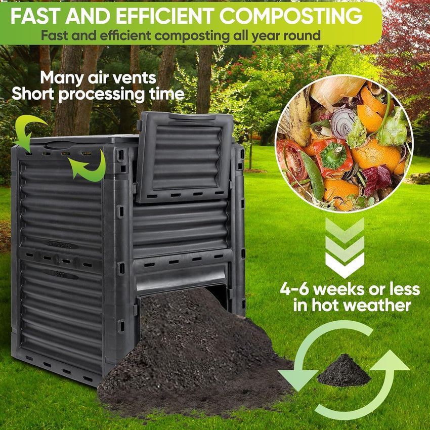 Garden Composter Bin Composting Waste Box Recycling Eco Storage 300L