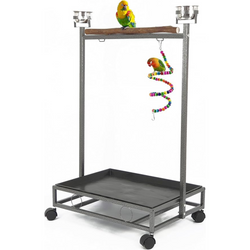 Egardenkart Store Bird Stand Play Top Large Wrought Iron Parrot Bird Play Stand Perch Play Gym Play Ground Rolling Stand (Wrought Black)