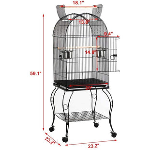 Large Metal Bird Cage Parrot Aviary Cage with Wheels