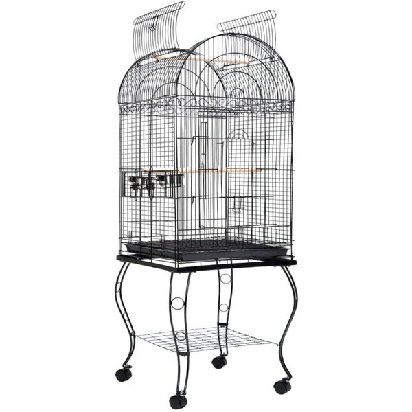 Large Metal Bird Cage Parrot Aviary Cage with Wheels