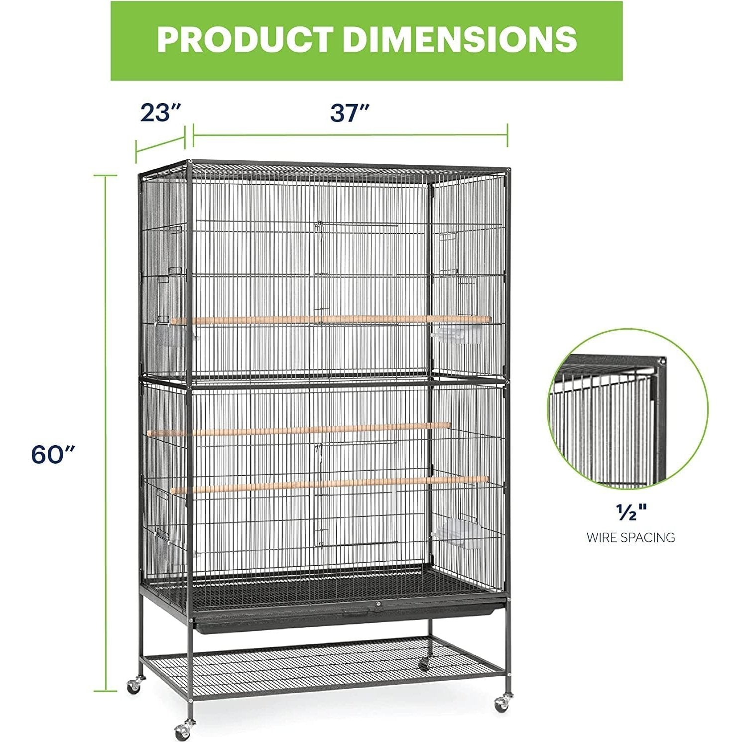 Large Bird Cage Flight Cage Wrought Iron for Cockatiels African Grey Quaker Amazon Sun Parakeets Green Cheek Conures Bird Cage.