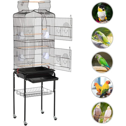 Outlet Bird Cages for Parakeets Cockatiels FiLovebirds nches Canaries Conures Budgies, Detachable Rolling Stand Copy