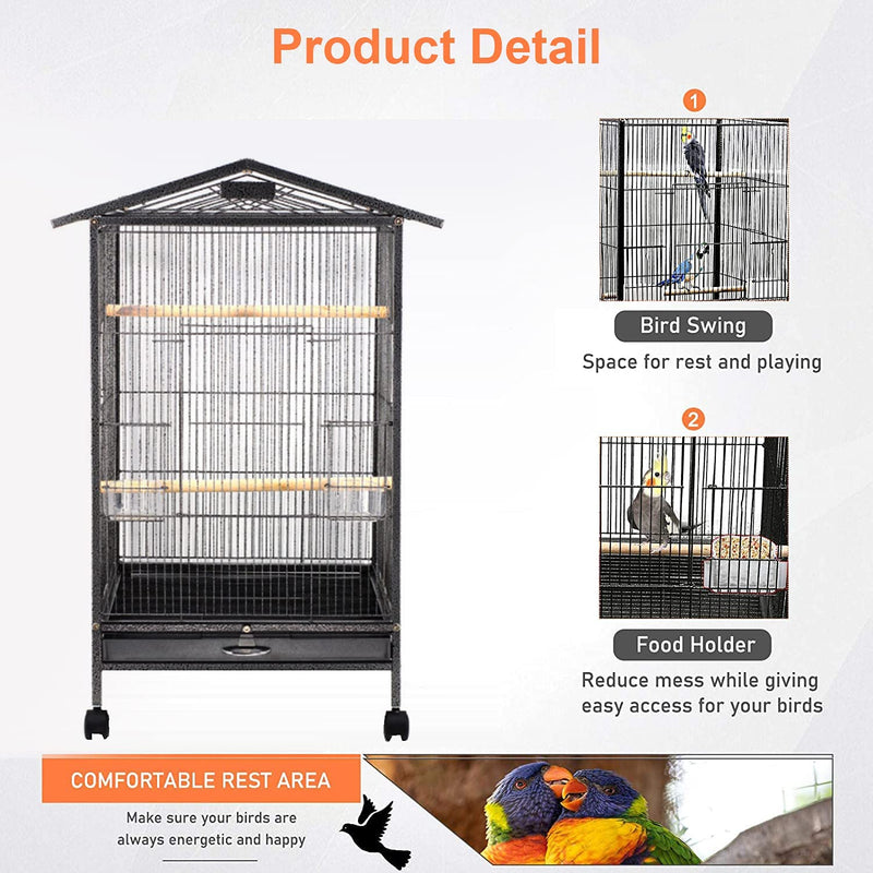 Bird Cage Large with Rolling Wheels