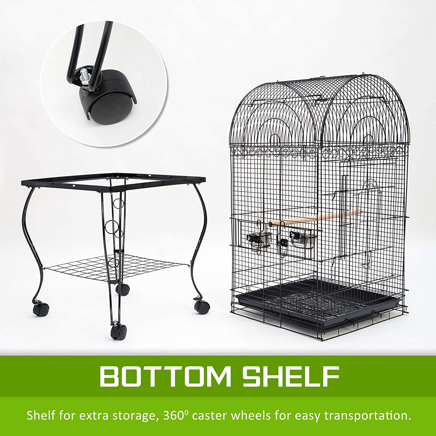 Large Metal Bird Cage Parrot Aviary Cage with Wheels
