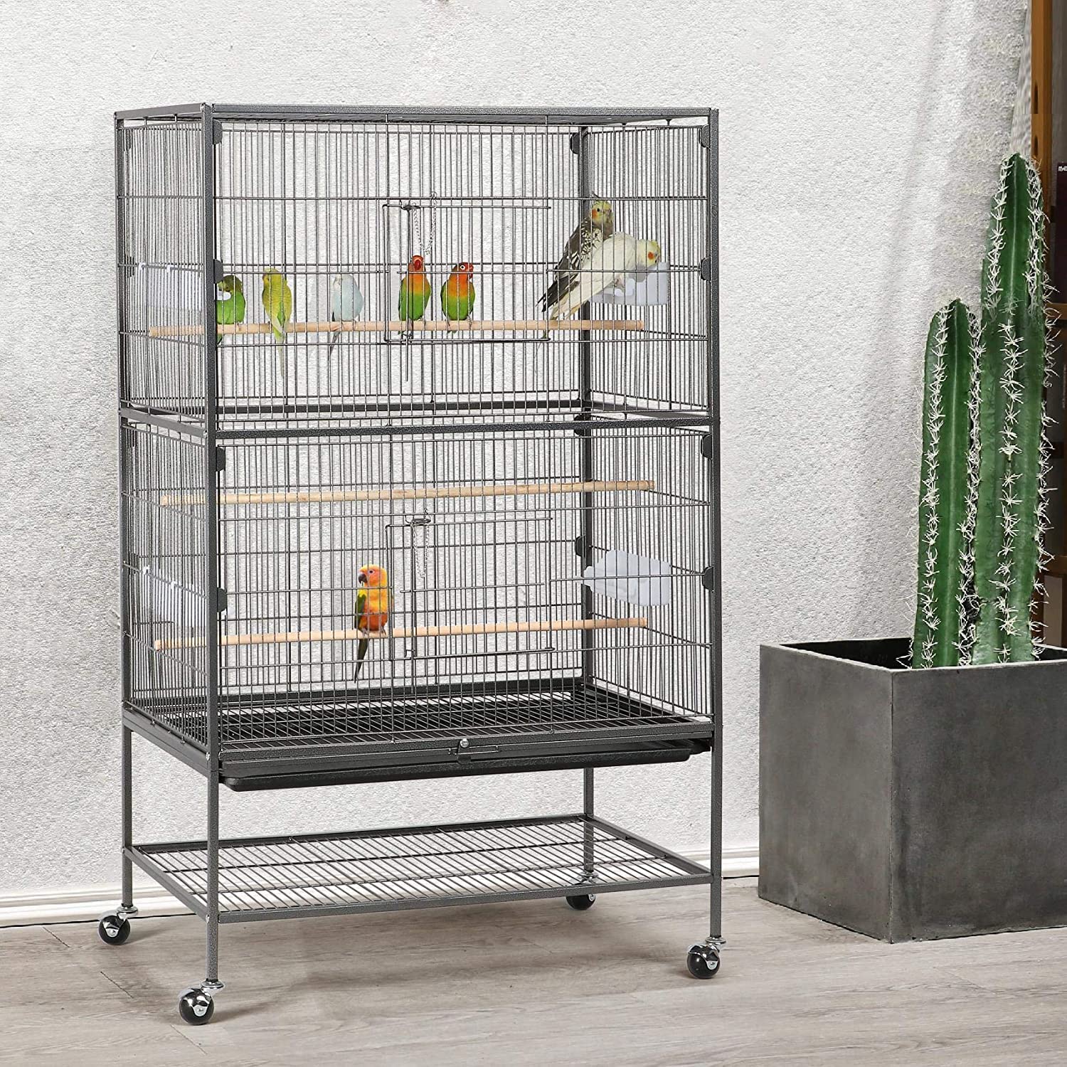 Egardenkart 132cm Wrought Iron Standing Large Flight King Bird Cage for Small Birds