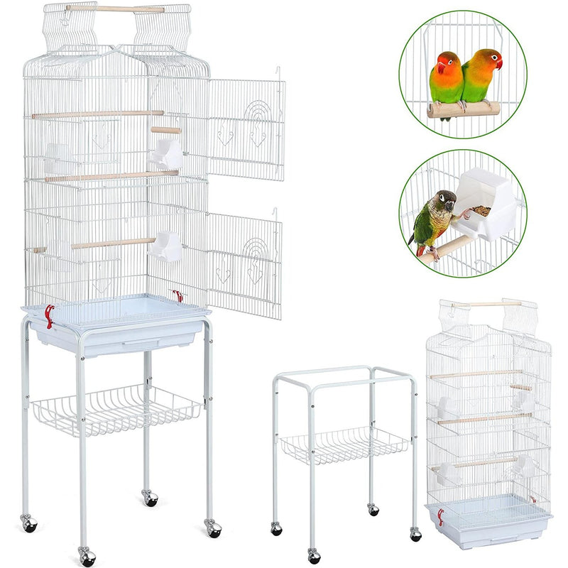 Bird Cages for Parakeets Cockatiels Finches Lovebirds Canaries Conures Budgies, Detachable Rolling Stand